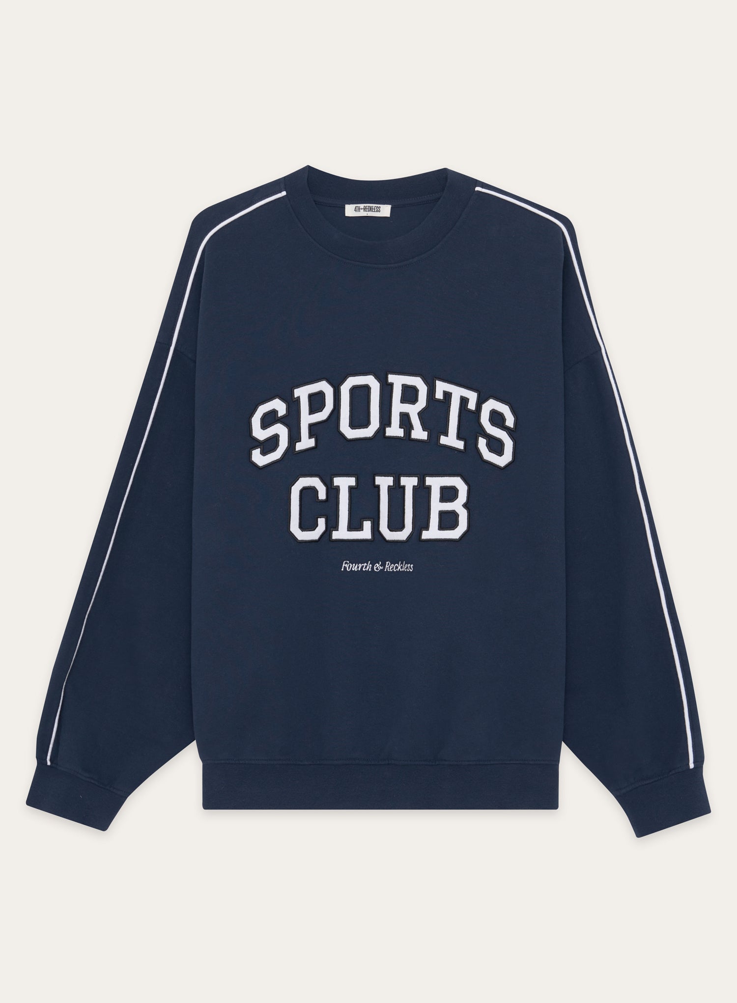 Navy Slogan Relaxed Oversized Sweatshirt